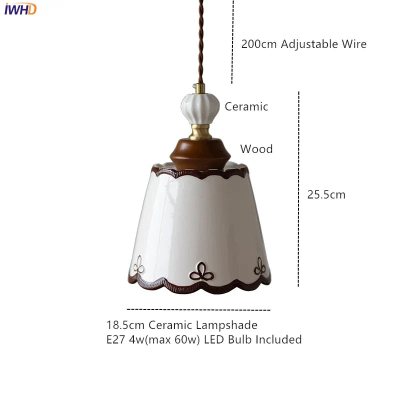 Ceramic Flower LED Pendant Light, Nordic Style, E27, Home Decor Lighting