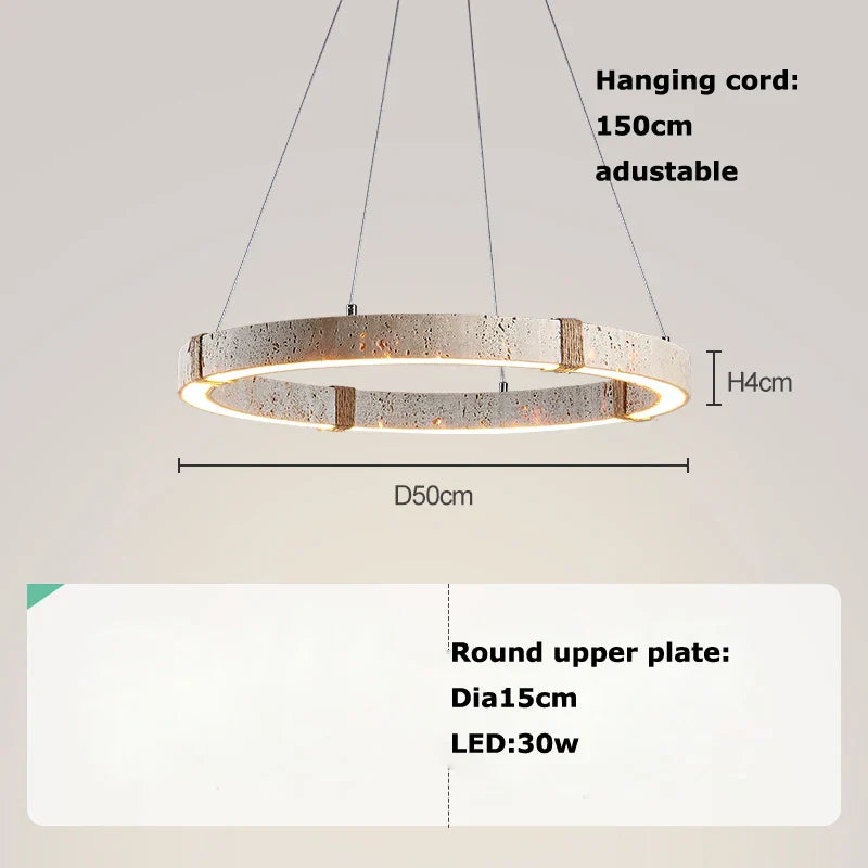 LED Stone Ring Chandelier - Trendy Design for Living & Dining Room