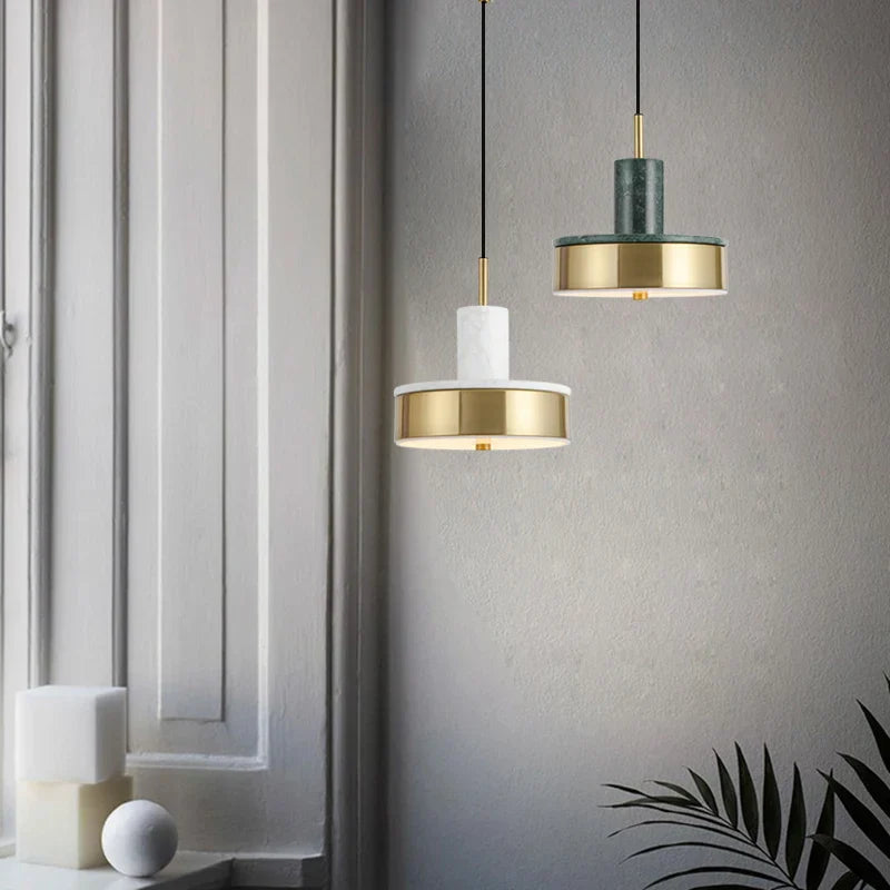 Marble Copper LED Pendant Light - Modern Hanging Lamp Chandelier