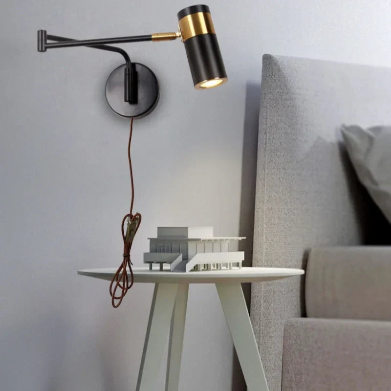 Afralia™ Rotatable LED Wall Sconce Swing Arm Light Fixture - Nordic Design