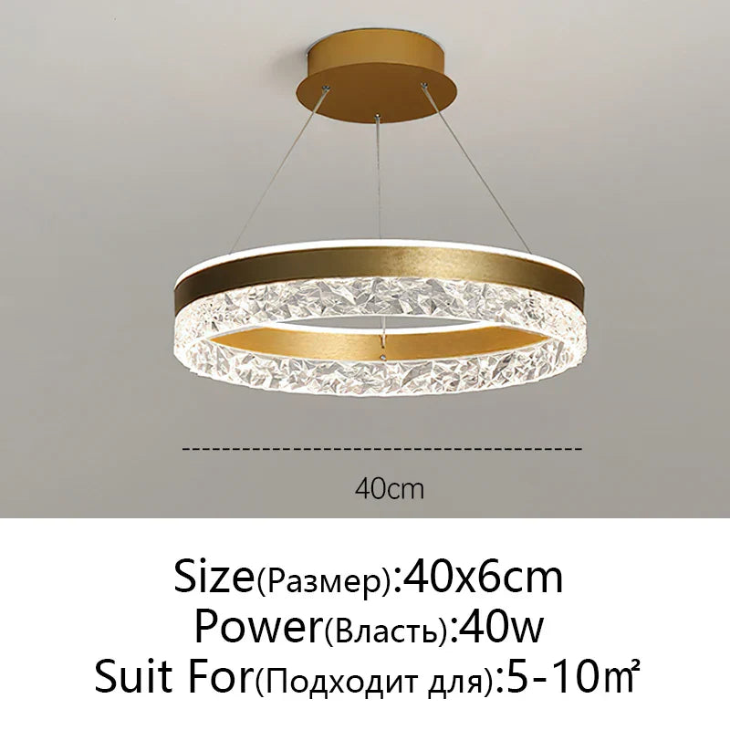 Crystal Rings LED Chandelier Black&White Frame