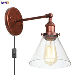 Clear Glass Iron LED Wall Lamp Stair Light Fixtures Rustic Industrial Vintage