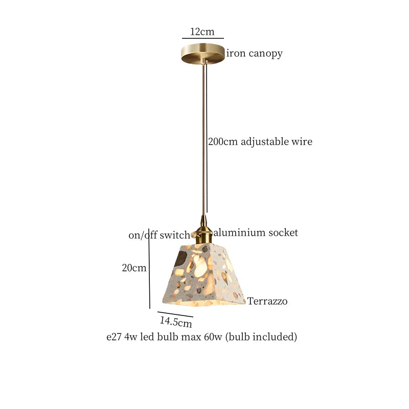 Terrazzo LED Pendant Light - Modern Nordic Home Decor for Bedroom and Living Room