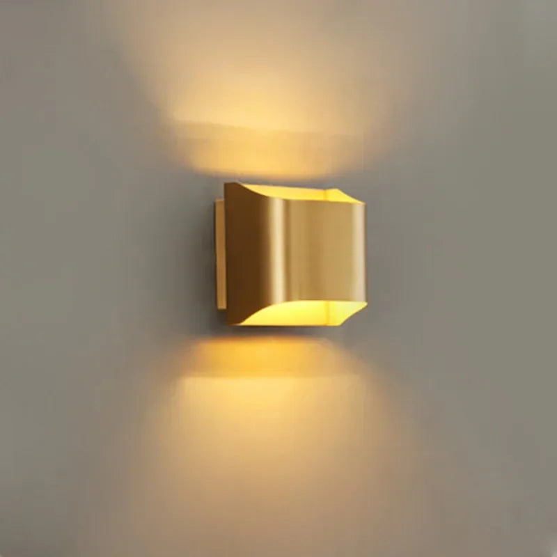 Contemporary Copper Brass Wall Sconce Minimalist Design for Study Living Room Bedside