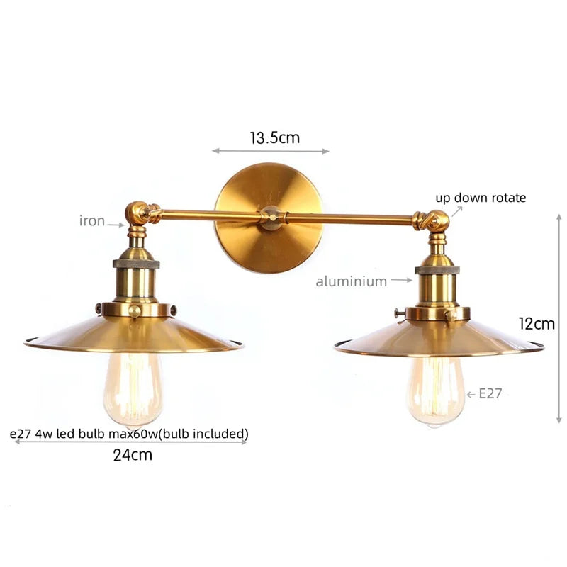 Afralia™ Dual Head LED Wall Light Pink Industrial Bedside Lamp