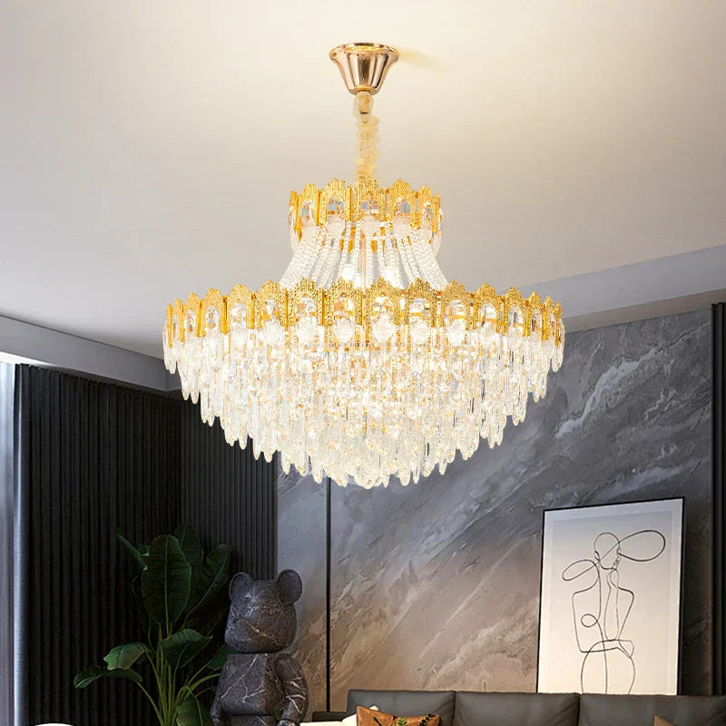 Luxury Crystal Chandelier: Elegant Lighting Solution for Living Room, Lobby, and Restaurant