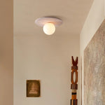 White Glass Ball LED Ceiling Lights Modern Yellow Cave Stone Home Decor