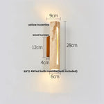 LED Wall Sconce Modern Nordic Wood Canopy Terrazzo Bathroom Mirror Light
