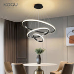 Modern LED Circle Pendant Chandelier Black for Living Dining Kitchen