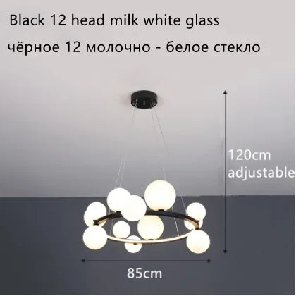 Glass Ball LED Chandelier: Modern Nordic Style for Living, Dining, Kitchen, Study