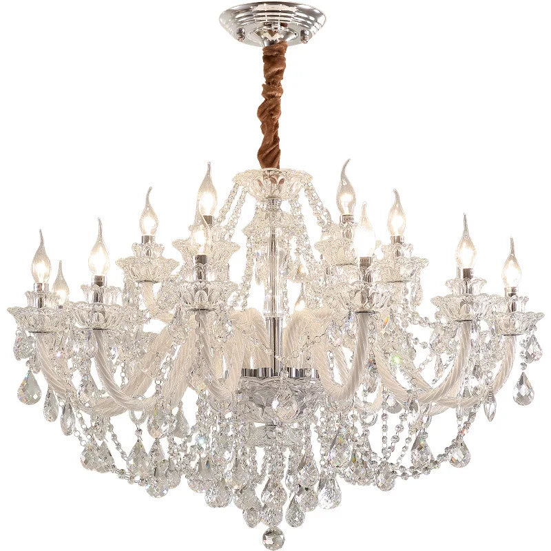 White Glass Chandelier with LED Lights for Living Room and Bedroom