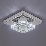 Crystal LED Ceiling Light: Modern Square K9 Chandeliers, Dimmable Stainless Steel Fixture.