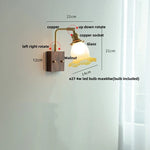 Yellow Glass LED Wall Sconce Walnut Wood Bedside Lamp