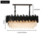 Oval LED Crystal Chandelier: Modern Black Pendant Light for Living Room, Bedroom, Dining Room