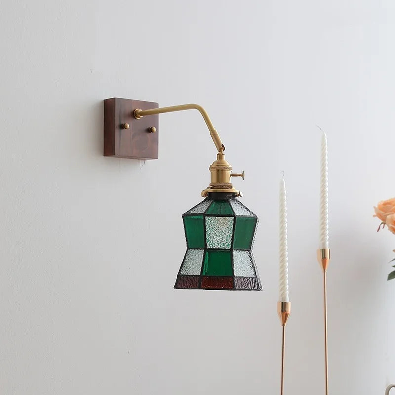 Glass Walnut LED Wall Light - Modern Bedroom Living Room Home Decor