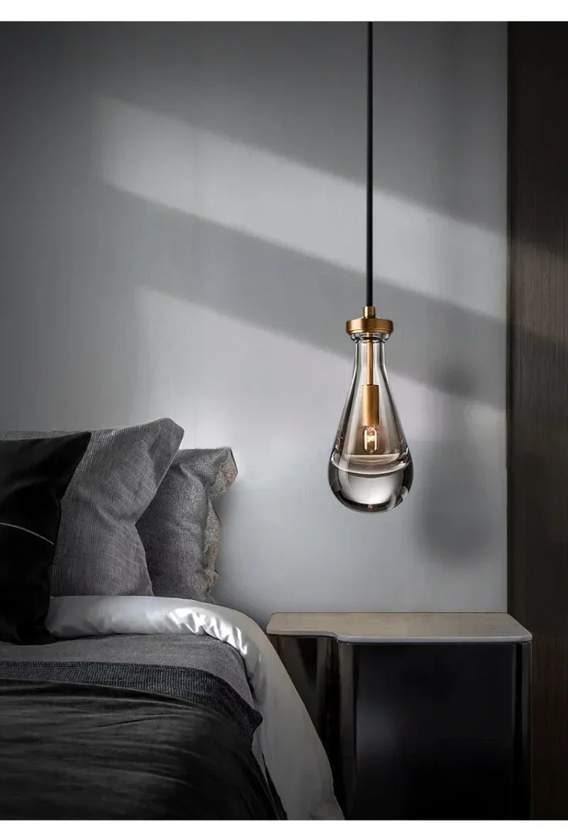 Glass Water Droplet Pendant Lights - Modern LED Chandeliers for Bedroom, Bathroom & Home