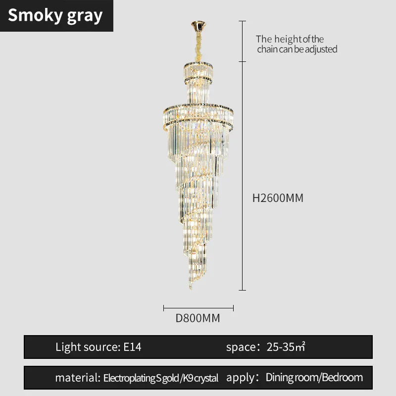 Crystal Spiral Chandelier Duplex for Modern Spaces