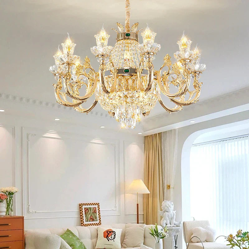Crystal Dining Room Chandelier - Elegant Zinc Alloy Candle Lamp