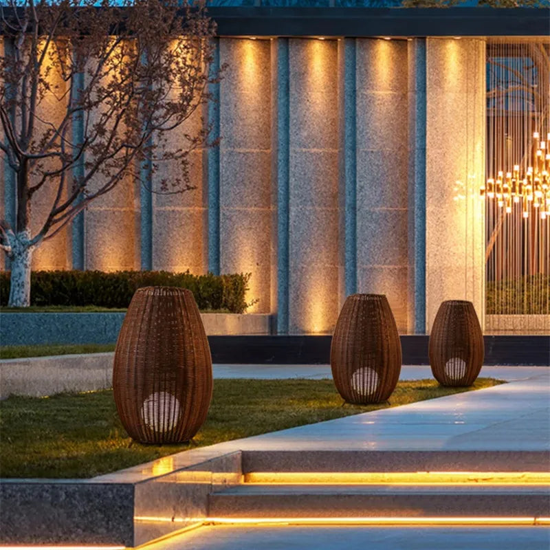 Lucide Colin Rattan Floor Lamp: Natural Handmade Light for Garden, Bedroom, Living Room