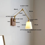 Wood LED Wall Light with Pull Chain Switch & Rotatable Amber Glass