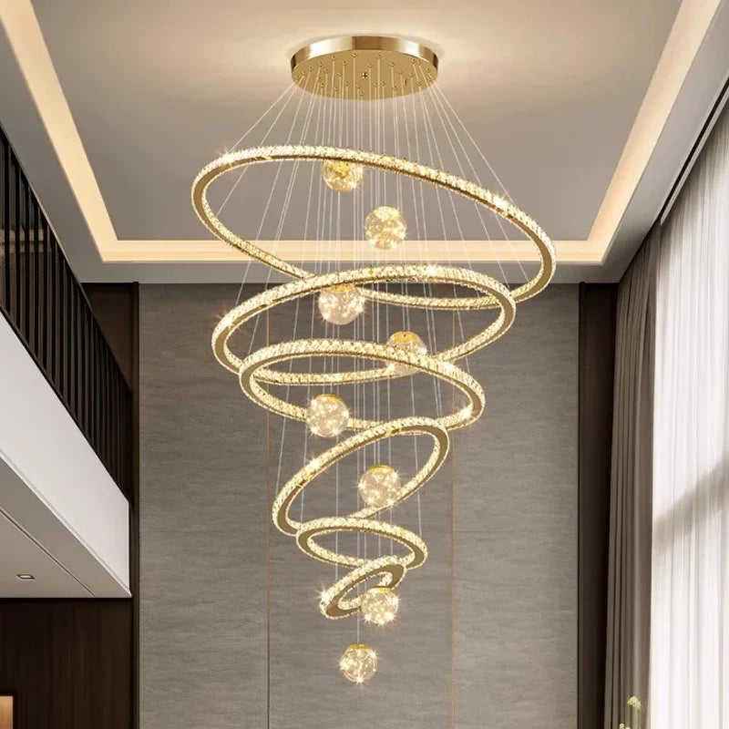 Crystal LED Chandelier: Modern Living Room Pendant Lights, Glass Globe Hanging Lamp