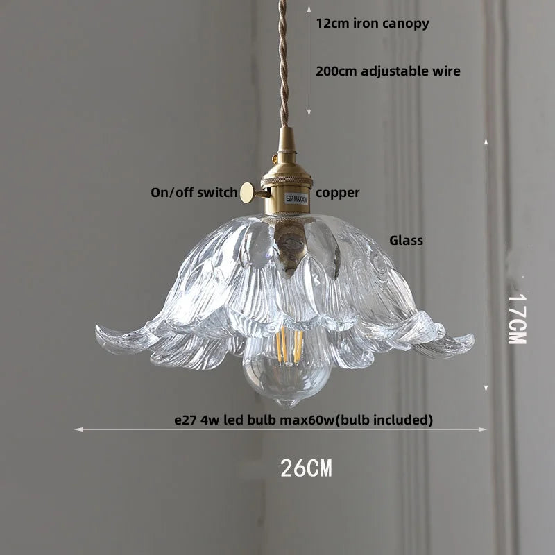 Yellow Glass Wire LED Pendant Light Modern Home Decor Nordic Hanging Lamp