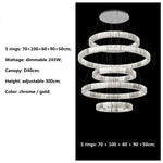 Luxury K9 Crystal Pendant Lights | Dimmable LED Circles Hanging Lamp