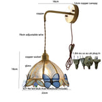 Afralia Tiffany Butterfly Glass Wall Lamp with Adjustable LED Light