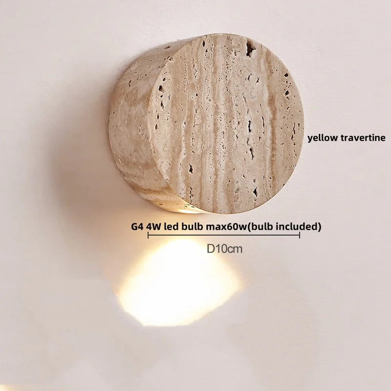 Yellow Travertine Stone LED Wall Sconce - Modern Nordic Design