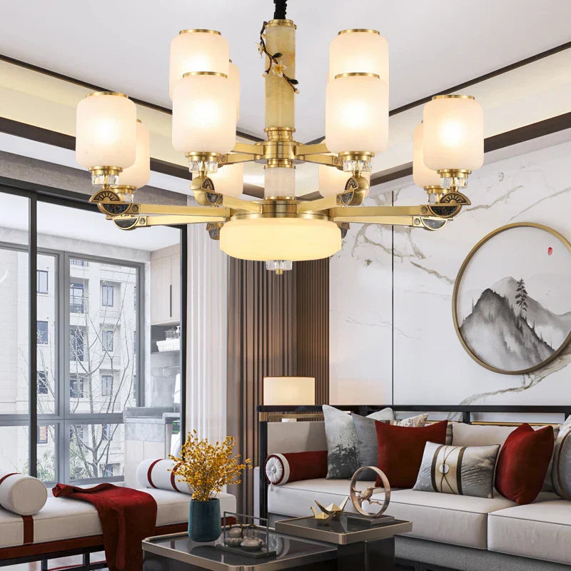 Luxe Jade Chandelier for Living Room, Villa, and Duplex Hall