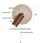 Wabi Sabi LED Wall Sconce, Pull Chain, Rotate Wood Mirror Light