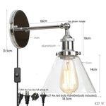 Vintage Industrial LED Wall Sconce Clear Glass Bathroom Lamp
