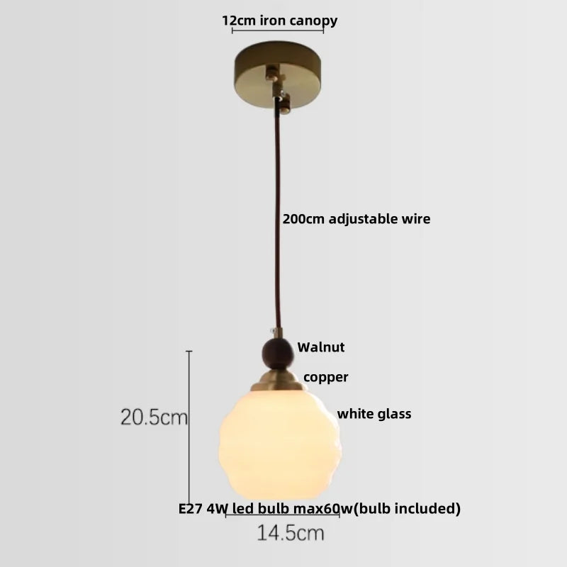Walnut Wood Resin LED Pendant Lamp Adjustable for Modern Nordic Living Room