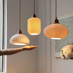 Ceramic Wood LED Pendant Lights - Adjustable Vintage Hanging Lamps