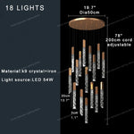 Crystal Circular Staircase Chandelier for Villa Duplex Foyer Decoration