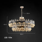 Luxury LED Chandelier Black Crystal Modern Suspension Island Dining Lamp