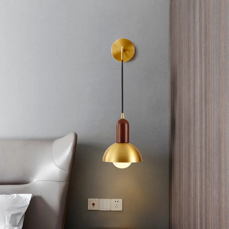 Modern Wood Copper LED Wall Sconce for Living Room Corridor Bar Bathroom