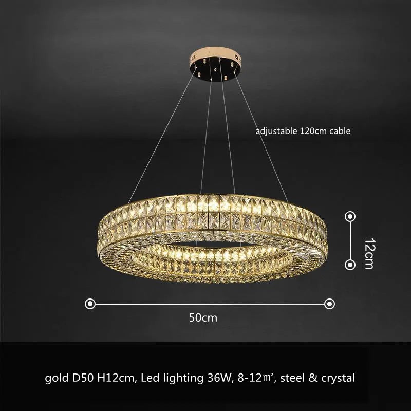 Crystal LED Pendant Light: Luxury Steel Hanging Lamp for Modern Foyer, Dining Room