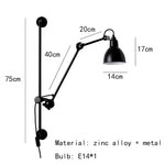 Gras BL Wall Lamp: Adjustable Chrome Long Arm Reading Light