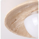 Acrylic LED Ceiling Lamp Yellow Travertine Wood Canopy Wabi Sabi Style