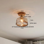 Wood Glass LED Ceiling Lamp Modern Plafondlamp for Home Restaurant Living Room