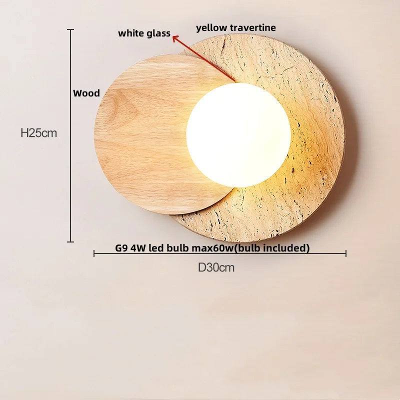 Yellow Travertine LED Wall Lights for Nordic Modern Home Decor