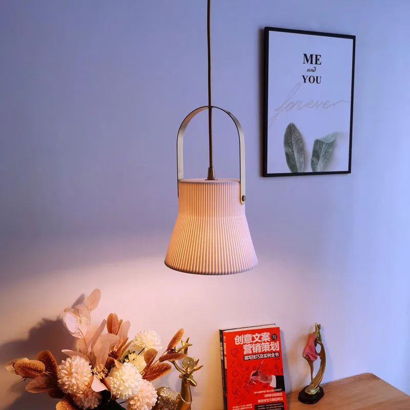 White Ceramic LED Pendant Light for Living Room Kitchen Bedroom