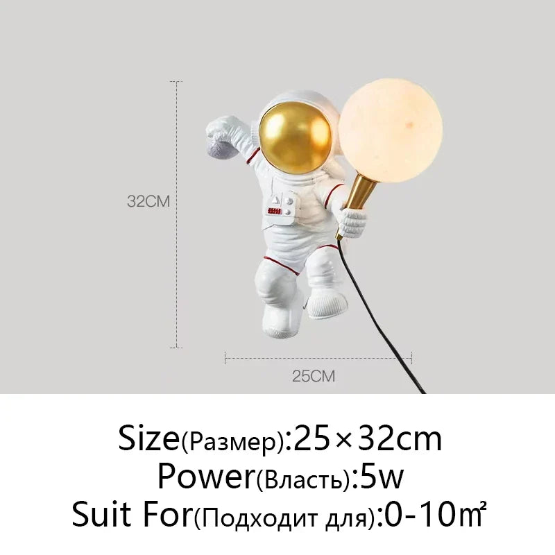 Astronaut Moon Planet Table Lamp Night Light Bedroom Decor Spaceman Theme