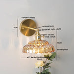 Nordic LED Wall Lights Pull Chain Switch Copper Glass Home Decor