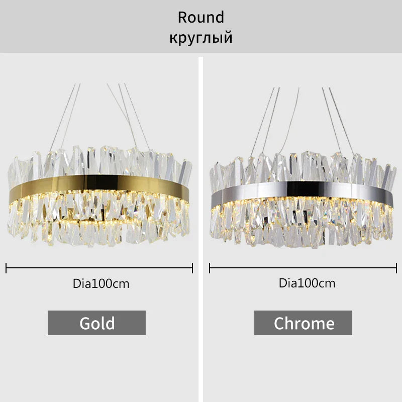 Crystal LED Pendant Light Chrome/Gold Luxury Chandelier for Kitchen Living Room.