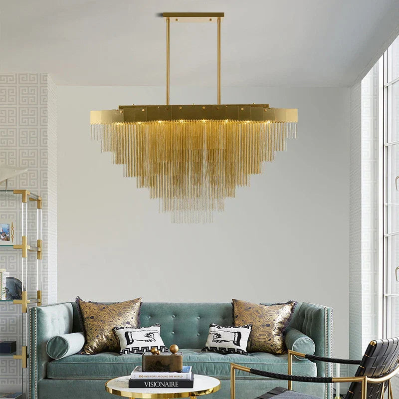 Tassel Long Chain Smart Chandelier for Elegant Living Spaces