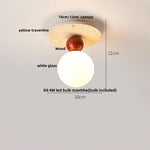 Yellow Travertine Stone LED Ceiling Light Fixture White Glass Ceiling Lamp