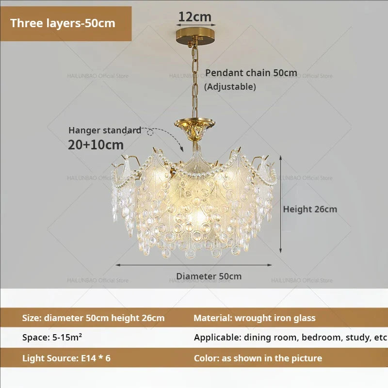 Luxury Cream Wind Crystal Chandelier: High-End Living Room, Dining Room, Bedroom Light