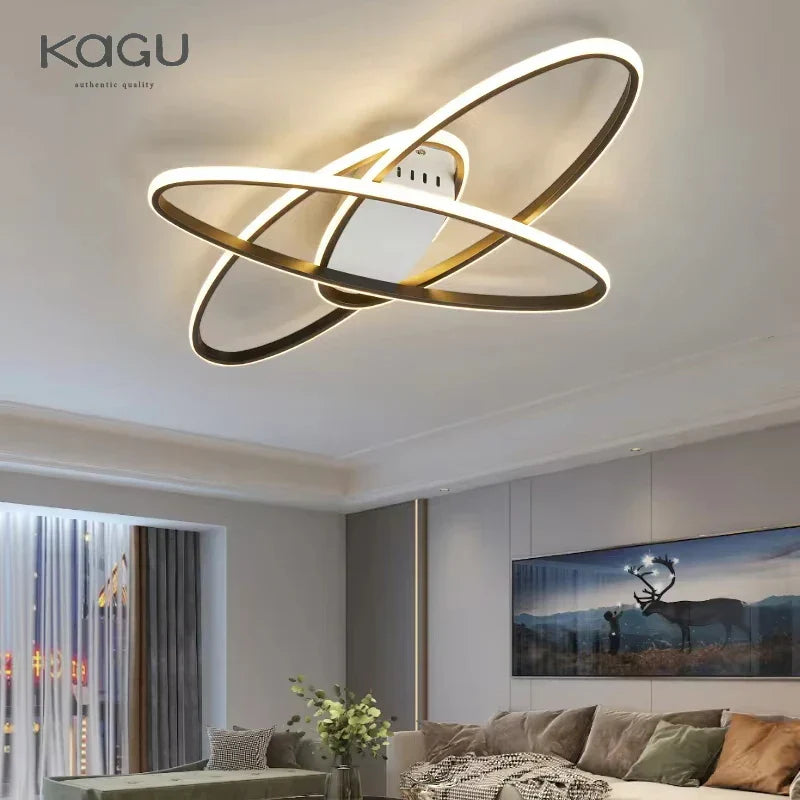 Oval Black LED Ceiling Light for Living Room, Bedroom, Kitchen, and Study